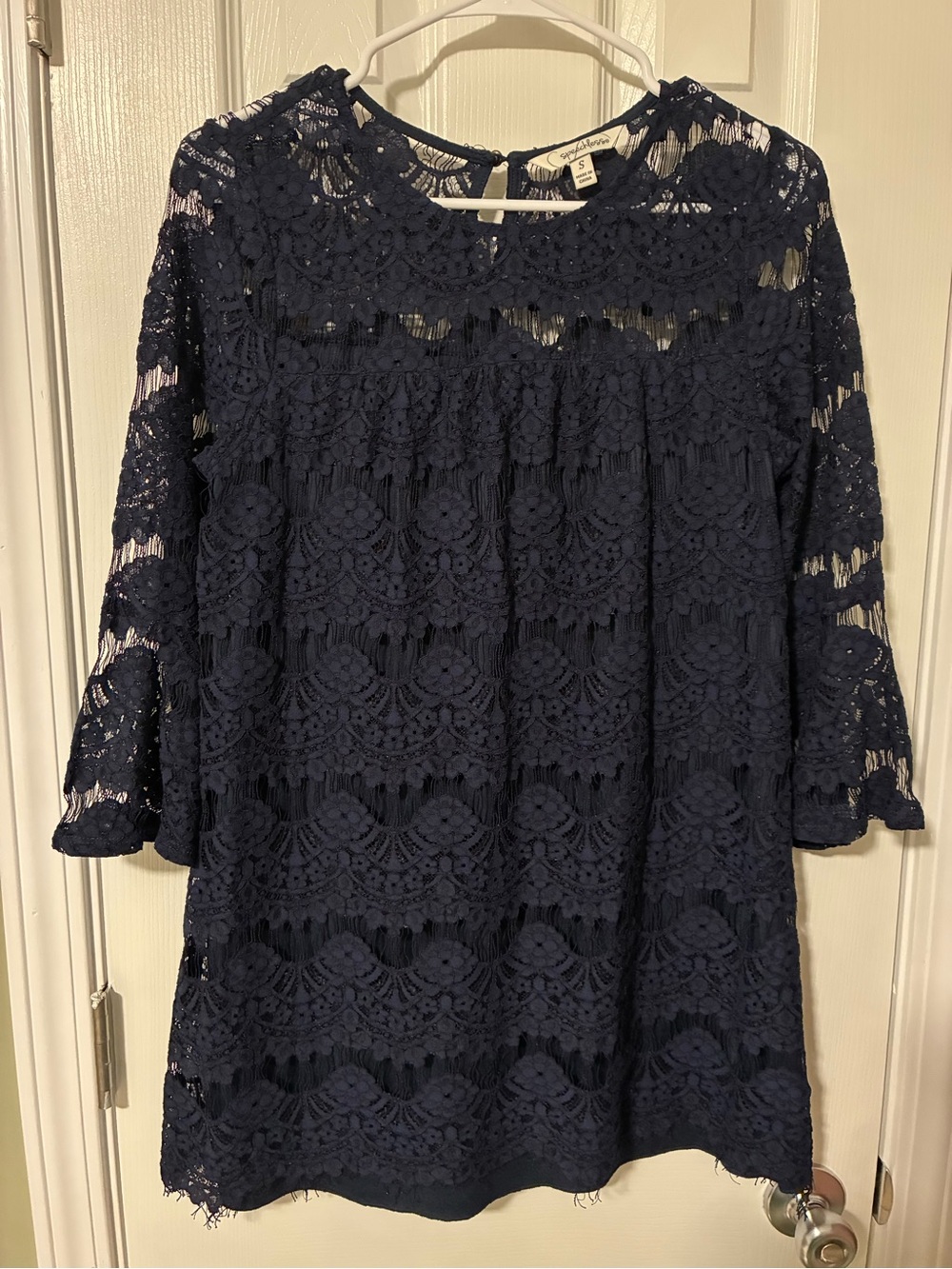 Speechless Navy Lace Overlay Girls' Formal Dress